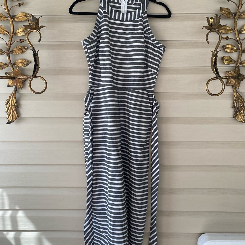 Striped Sleeveless Maxi Dress
